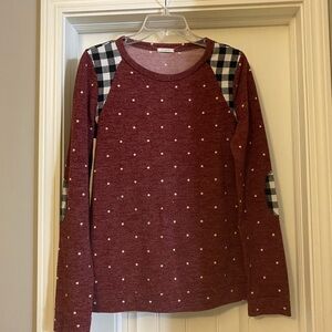 Burgundy Red Polka Dot Top